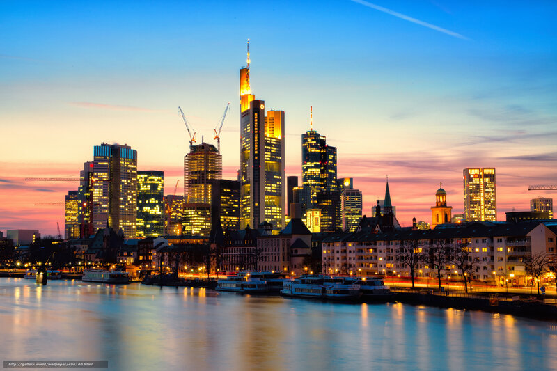 Frankfurt Skyline at Dusk — Blue, Dramatic, Sunset