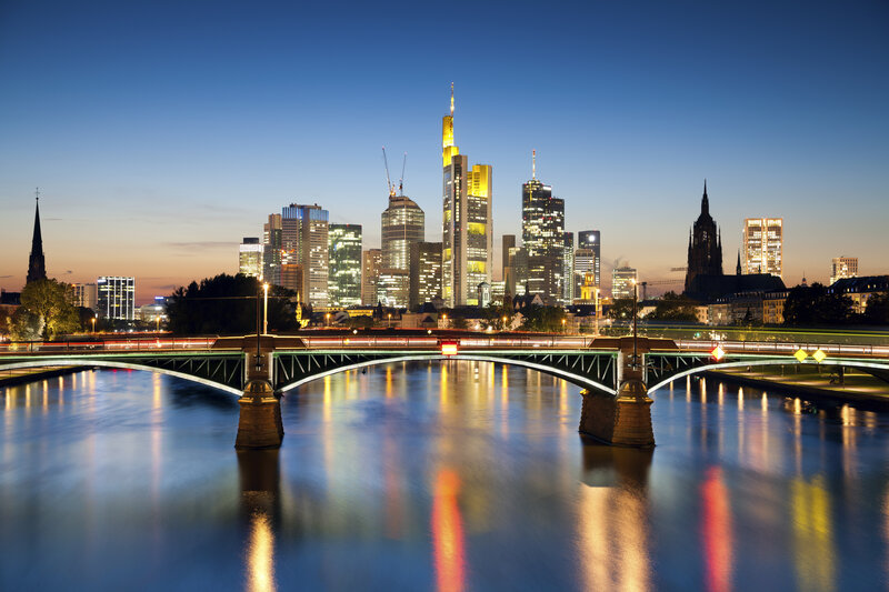 Frankfurt Skyline at Dusk — Blue, Serene, Night