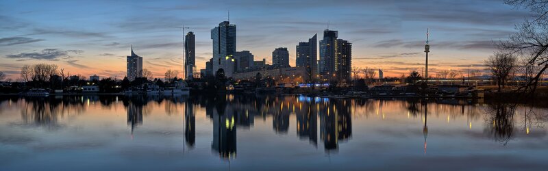 Frankfurt Skyline at Dusk — Blue, Serene, Sunset, Photograph, Skyscrapers