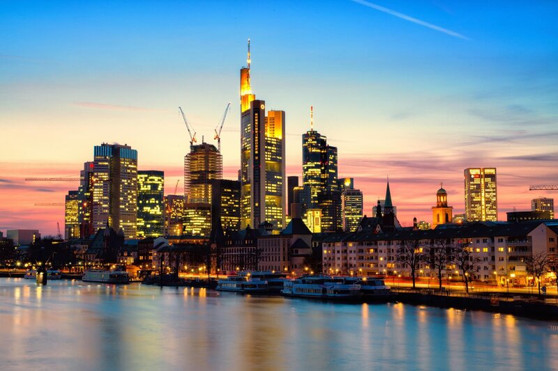 Frankfurt Skyline at Dusk — Blue, Serene, Sunset