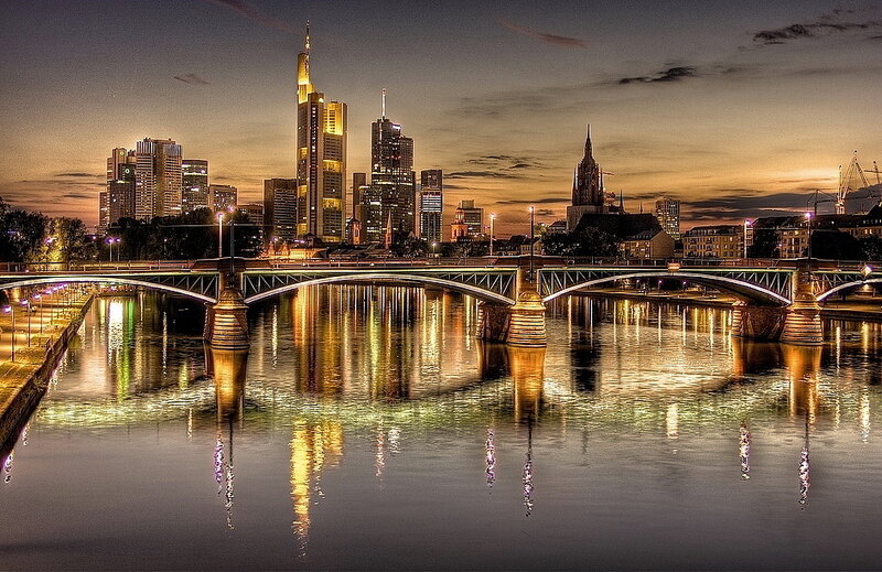 Frankfurt Skyline at Dusk — Gold
