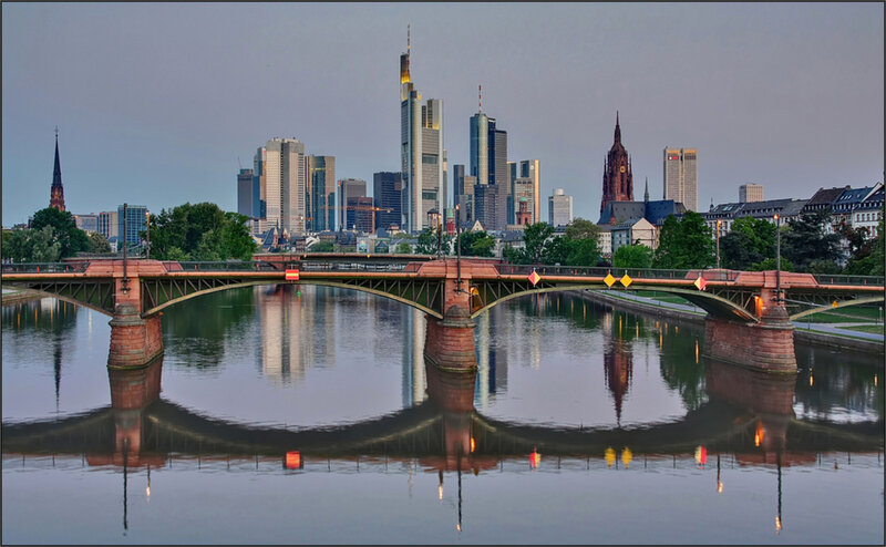 Frankfurt Skyline at Dusk — Gray