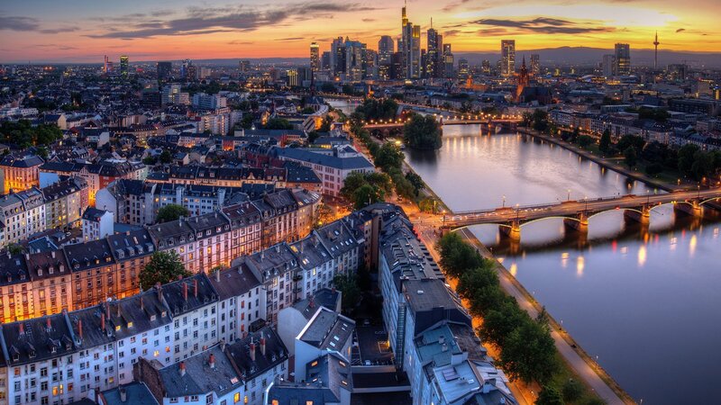 Frankfurt Skyline at Dusk — Orange, Serene
