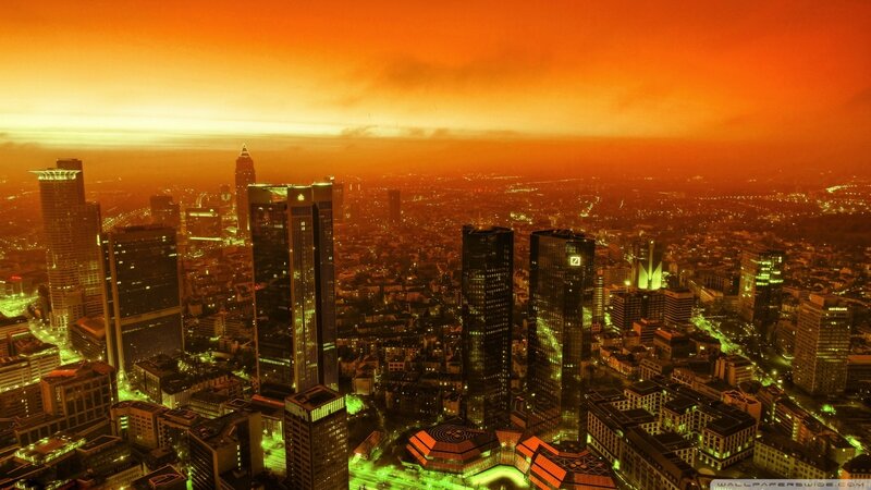 Frankfurt Skyline at Dusk — Orange