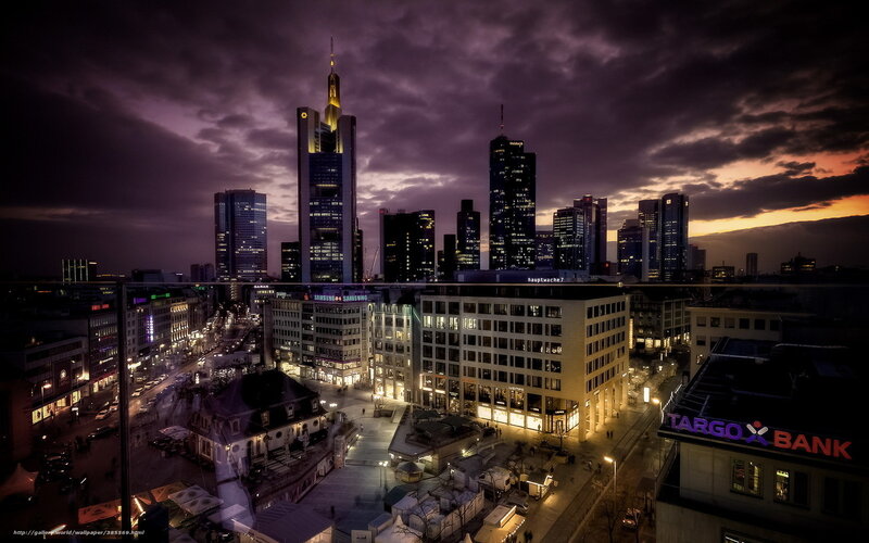 Frankfurt Skyline at Dusk — Purple, Dramatic, Night