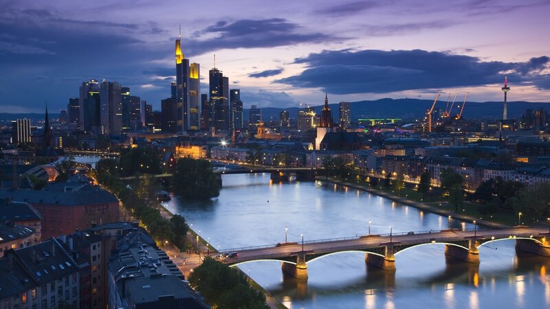 Frankfurt Skyline at Dusk — Purple, Serene