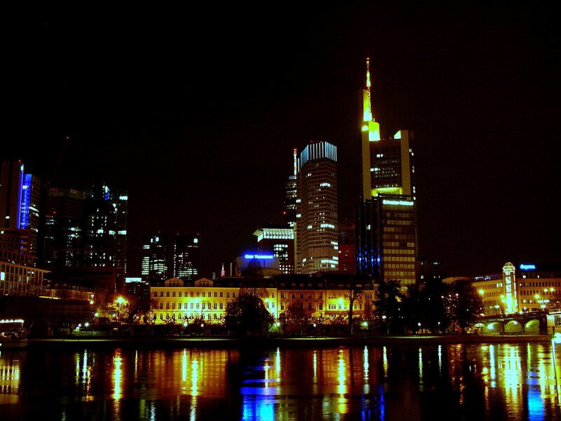 Frankfurt skyline at night