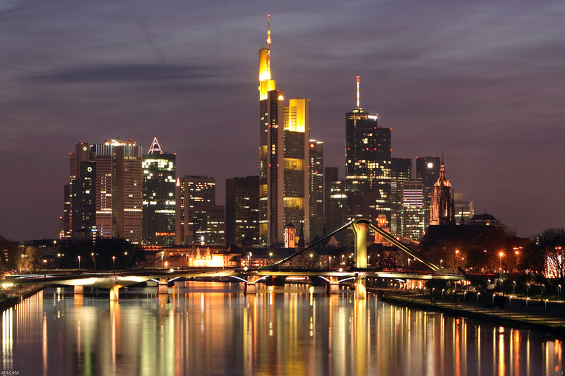Frankfurt skyline at night