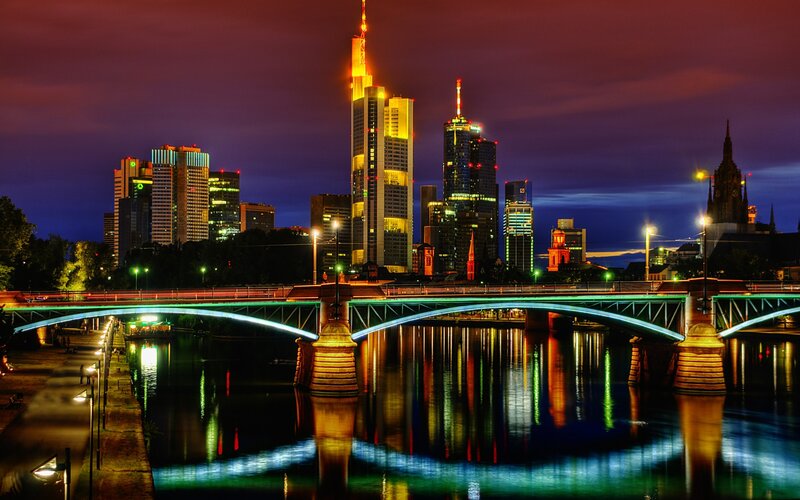 Frankfurt skyline at night