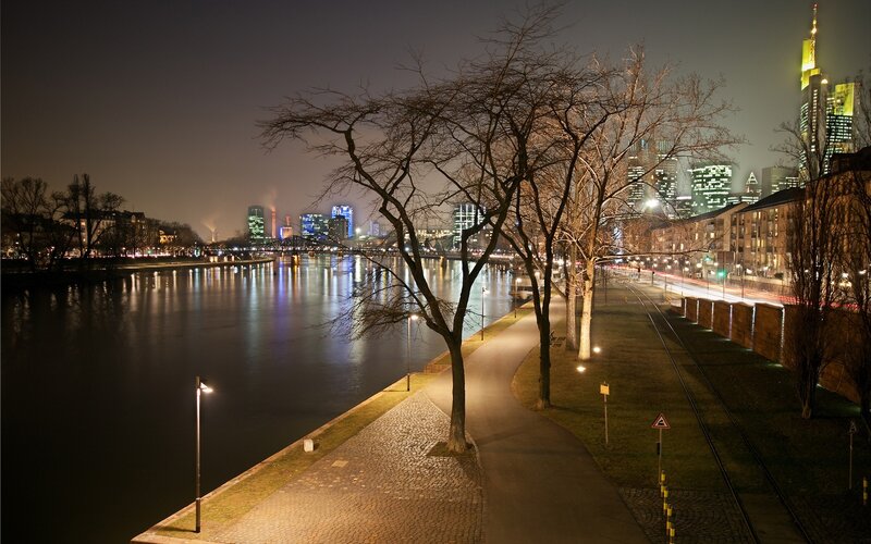 Frankfurt skyline at night