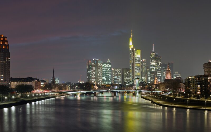 Frankfurt skyline at night