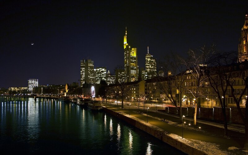 Frankfurt skyline at night