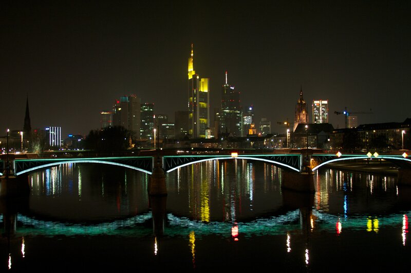 Frankfurt skyline at night