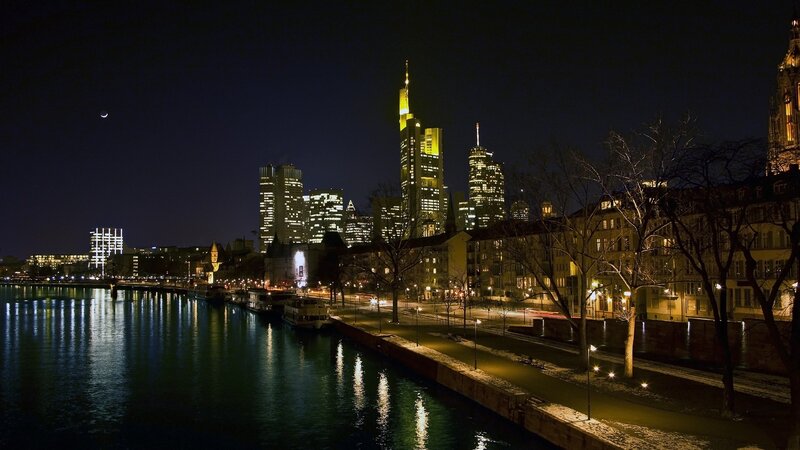 Frankfurt skyline at night