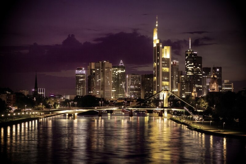 Frankfurt skyline at night