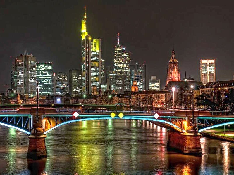 Frankfurt skyline at night