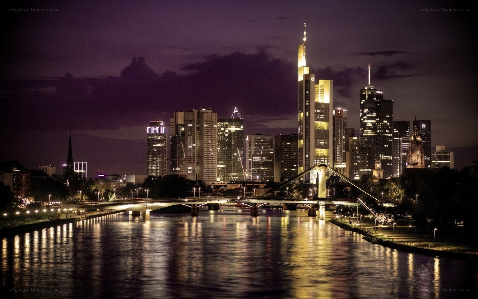 Frankfurt skyline at night
