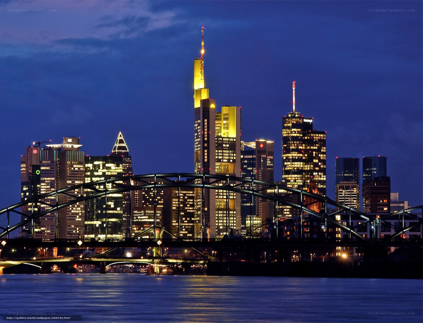 Frankfurt skyline at night