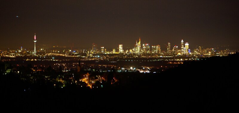 Frankfurt Skyline at Night — Black, Dark