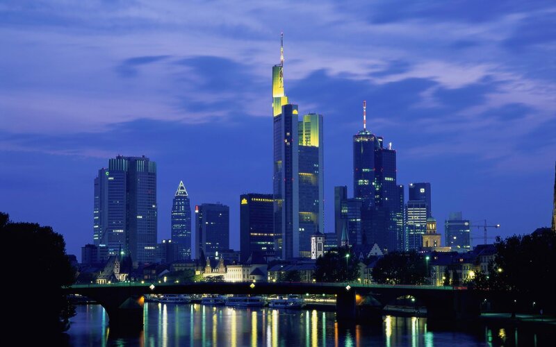 Frankfurt Skyline at Night — Blue, Calm