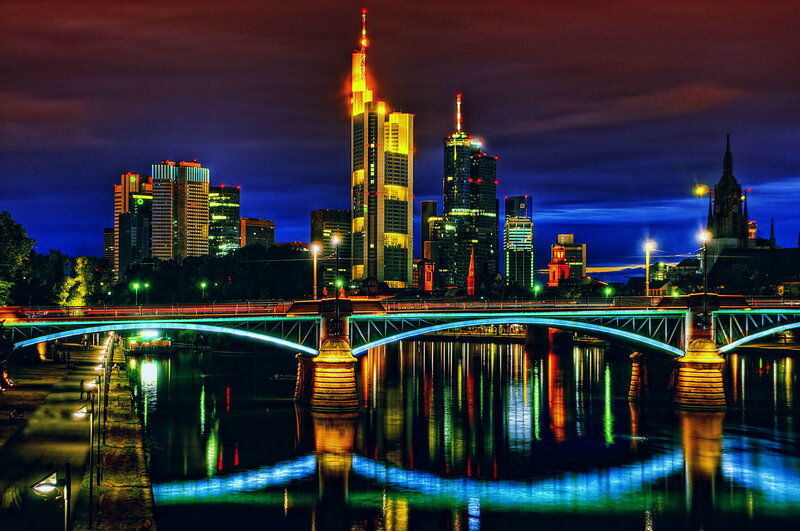 Frankfurt Skyline at Night — Blue