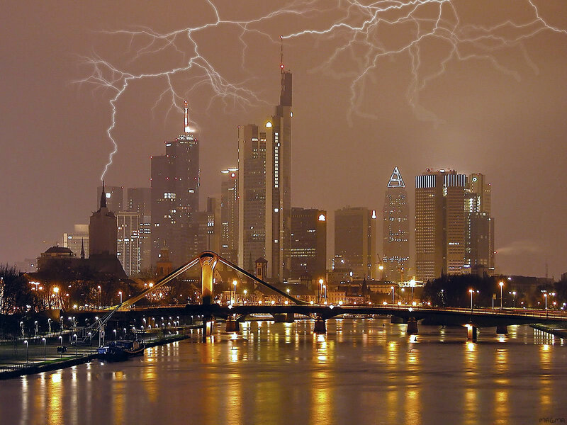 Frankfurt Skyline at Night — Brown