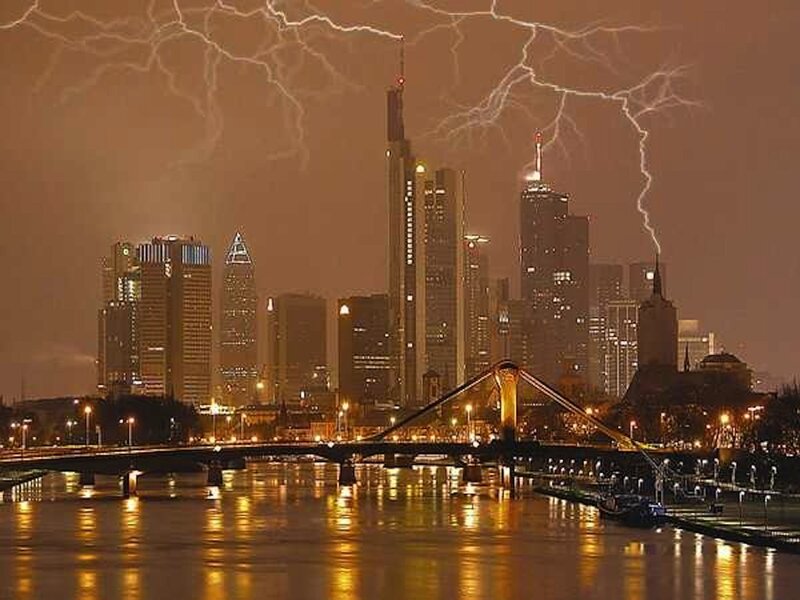Frankfurt Skyline at Night — Orange