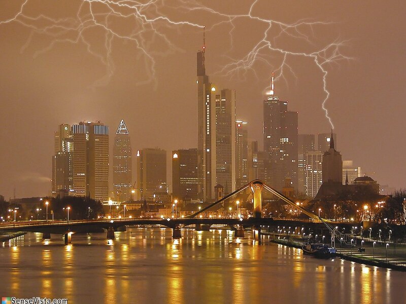 Frankfurt Skyline at Night — Yellow