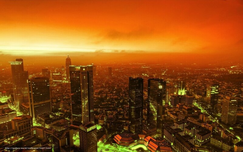 Frankfurt skyline at sunset