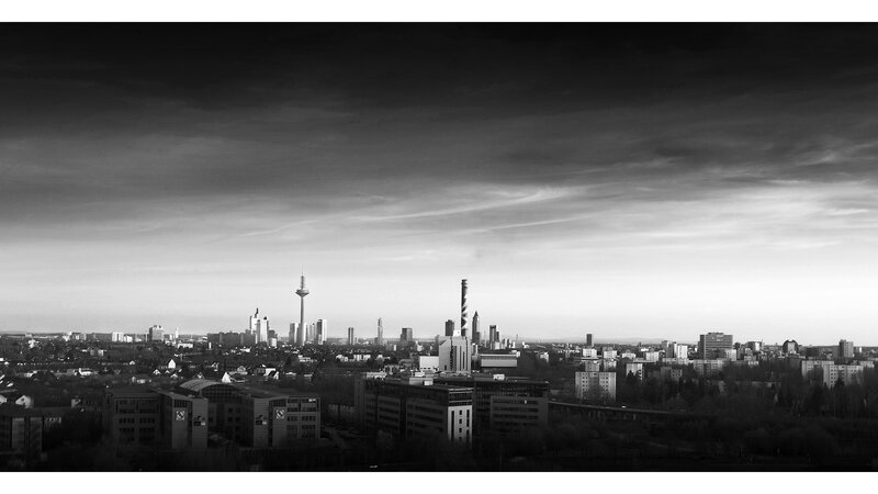 Frankfurt Skyline — Black, Dramatic