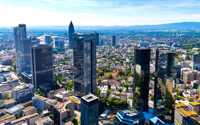 Frankfurt Skyline — Blue, Bright, Afternoon