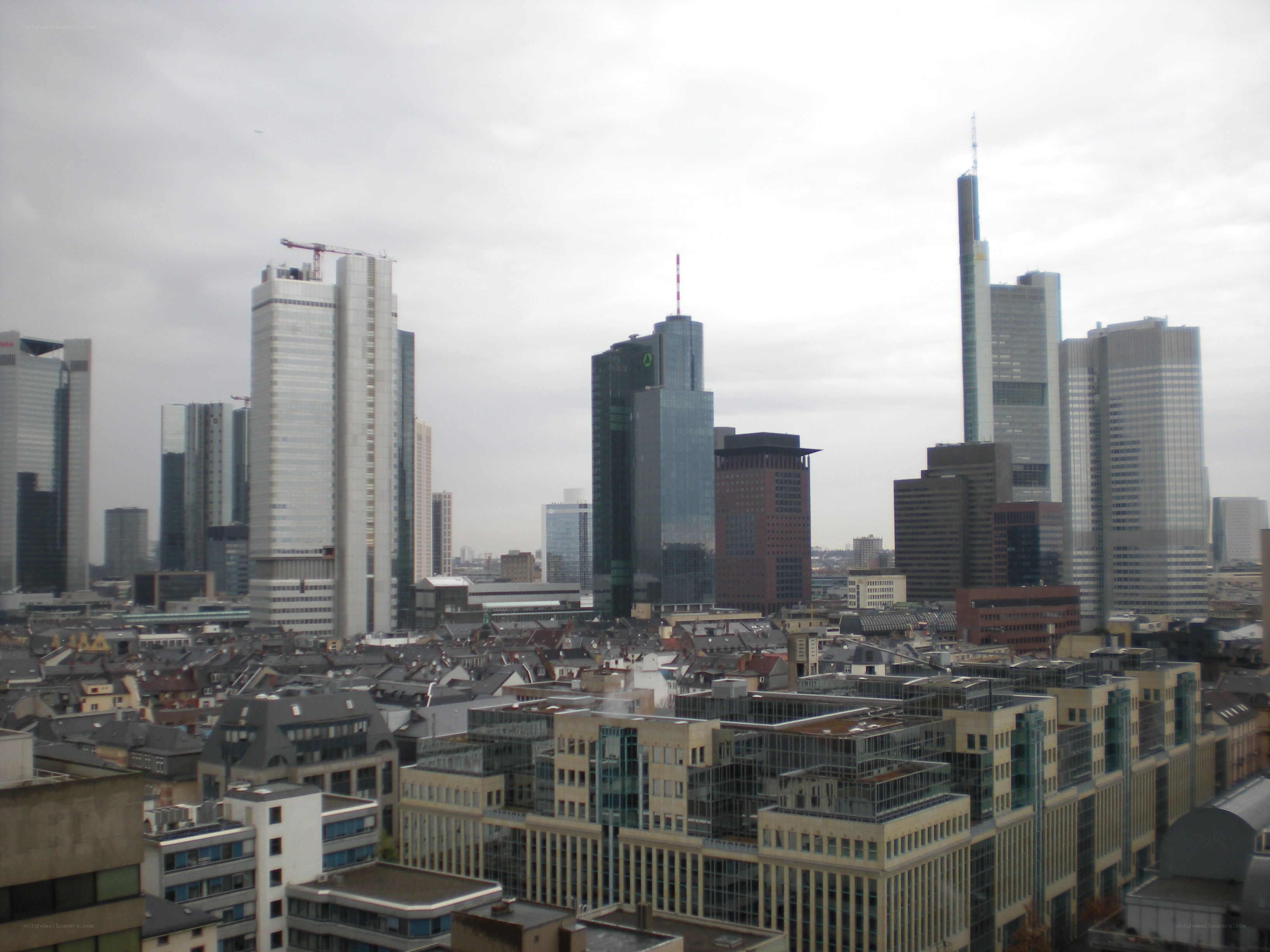 Frankfurt skyline on a cloudy day