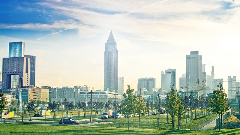 Frankfurt skyline with green park