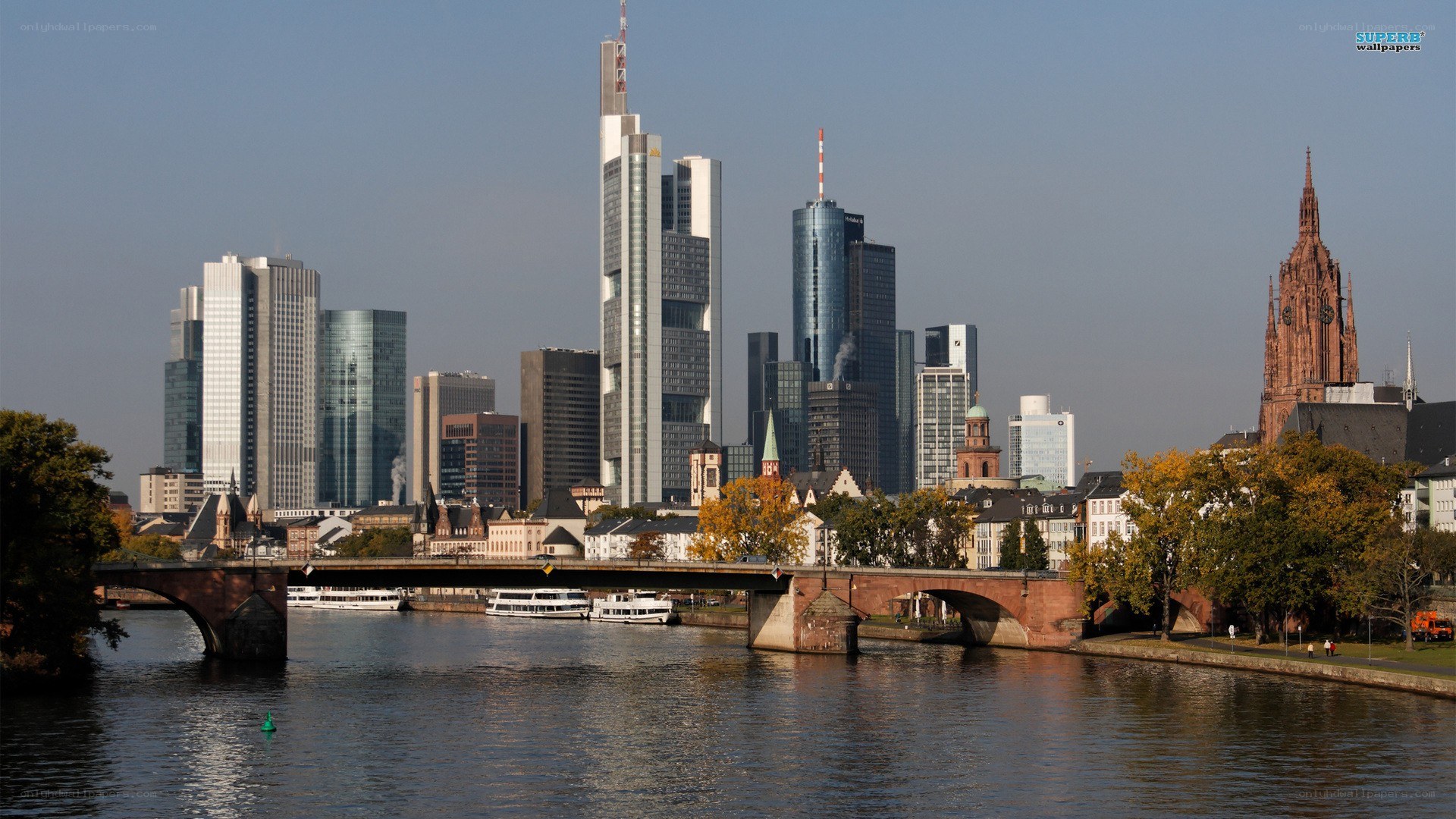 Frankfurt skyline with river