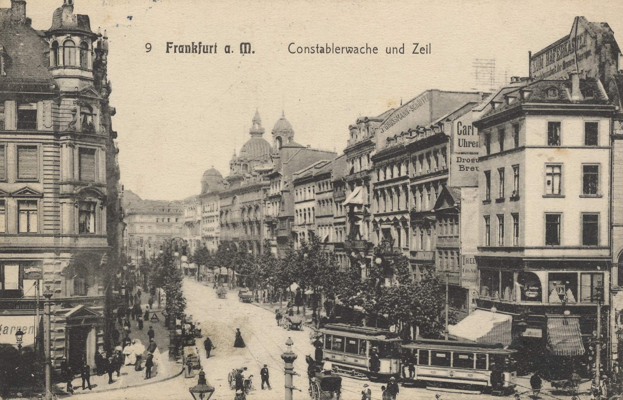 Frankfurt street scene with trams