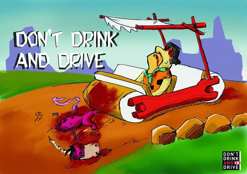 Fred Flintstone in Car