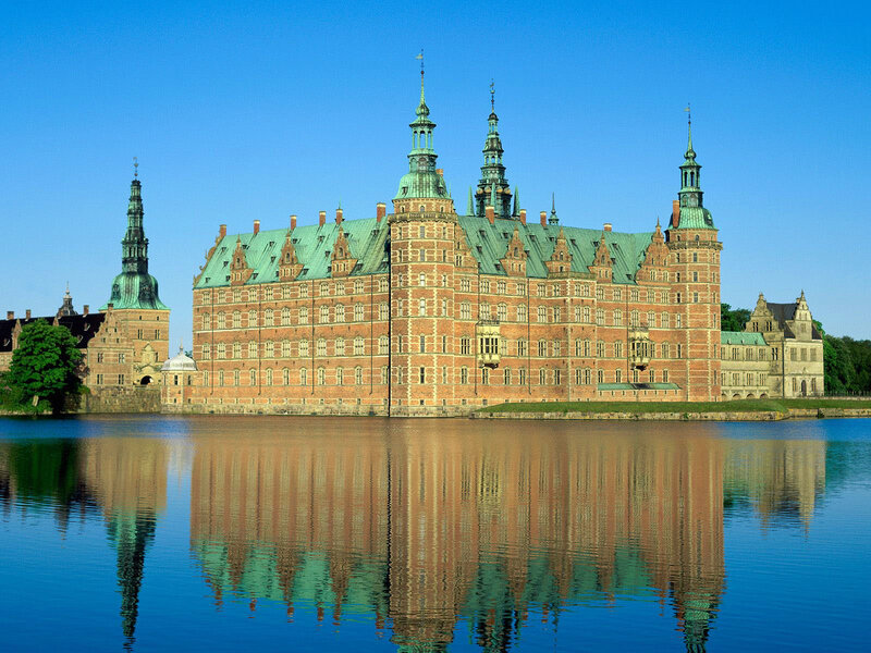 Frederiksborg Castle — Blue, Serene, Afternoon, Photograph, Lake, Towers