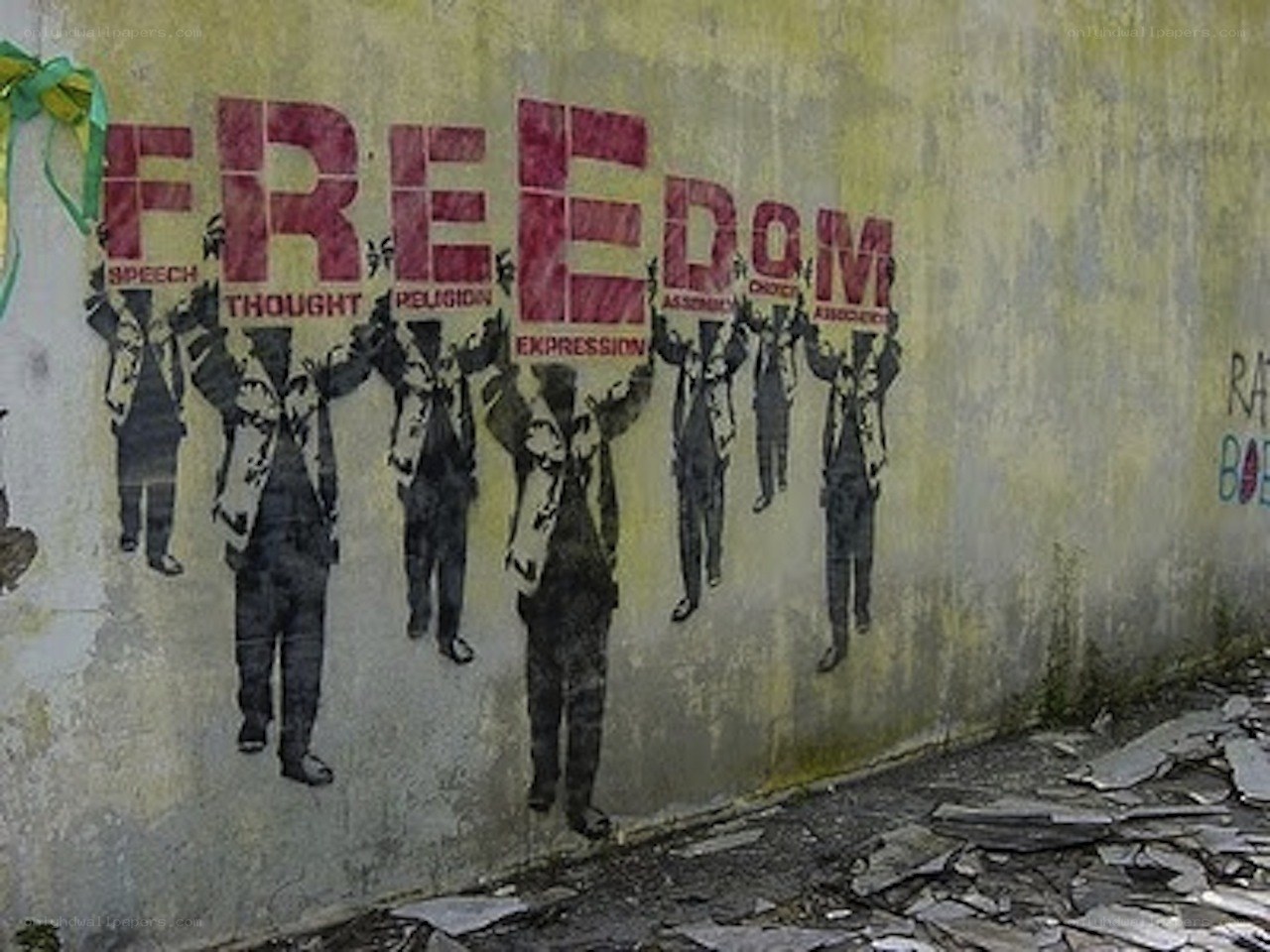 Freedom graffiti on a wall