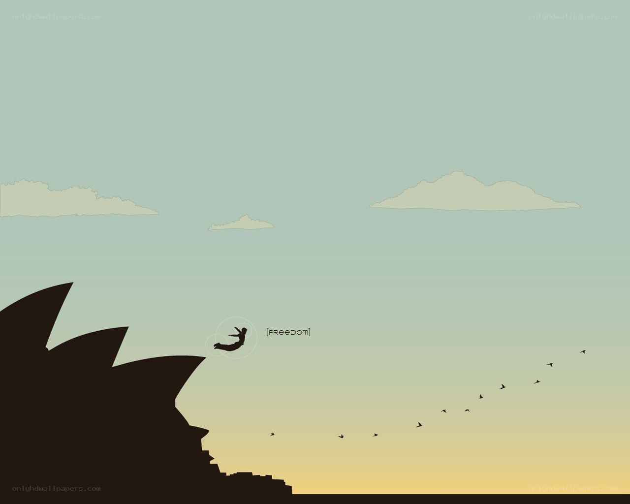 Freedom silhouette at sunset