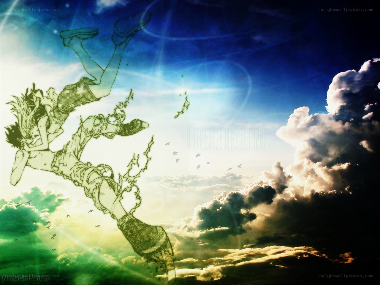 Freefalling anime characters