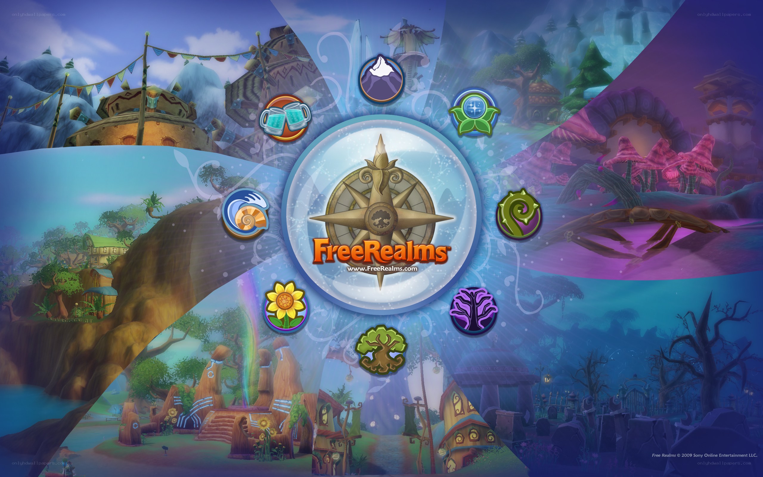 FreeRealms game world collage