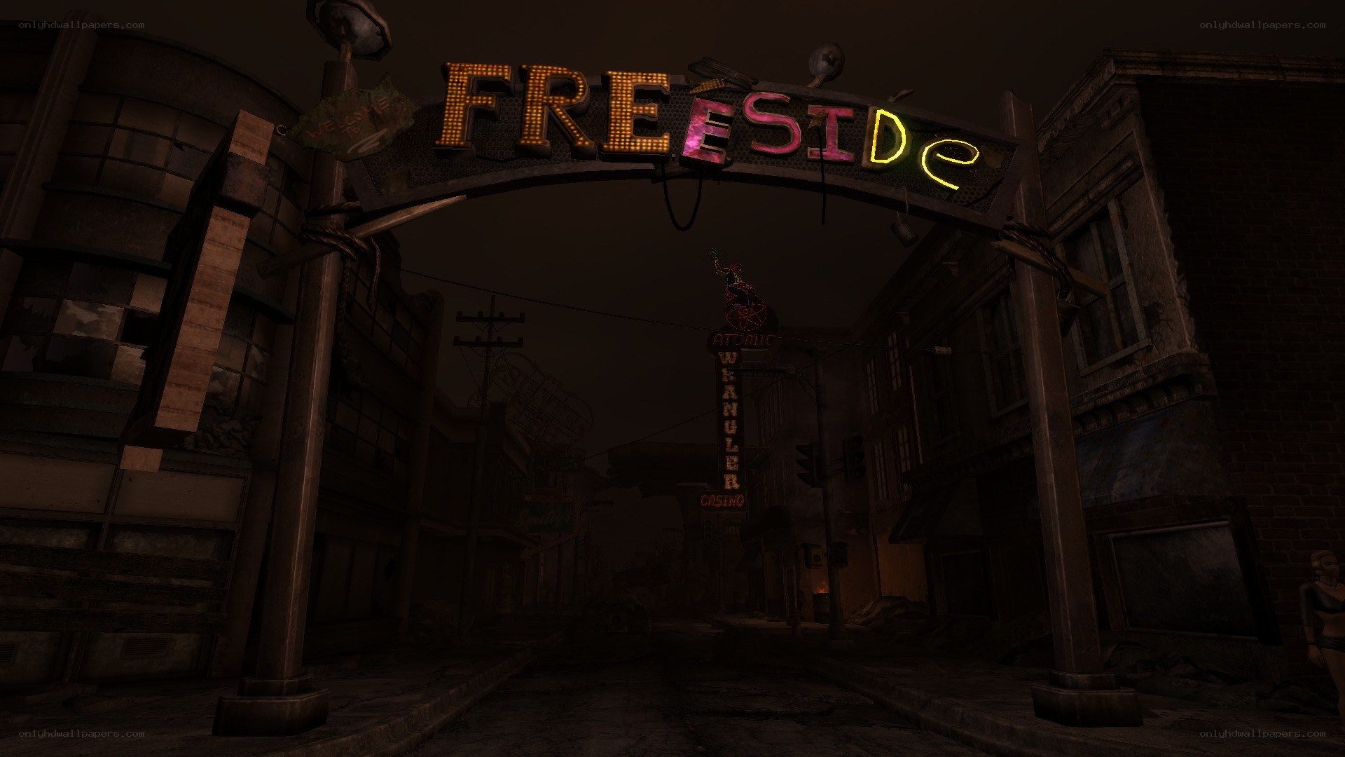 Freeside entrance at night