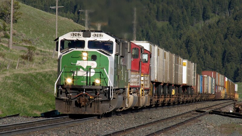 Freight train in mountainous terrain