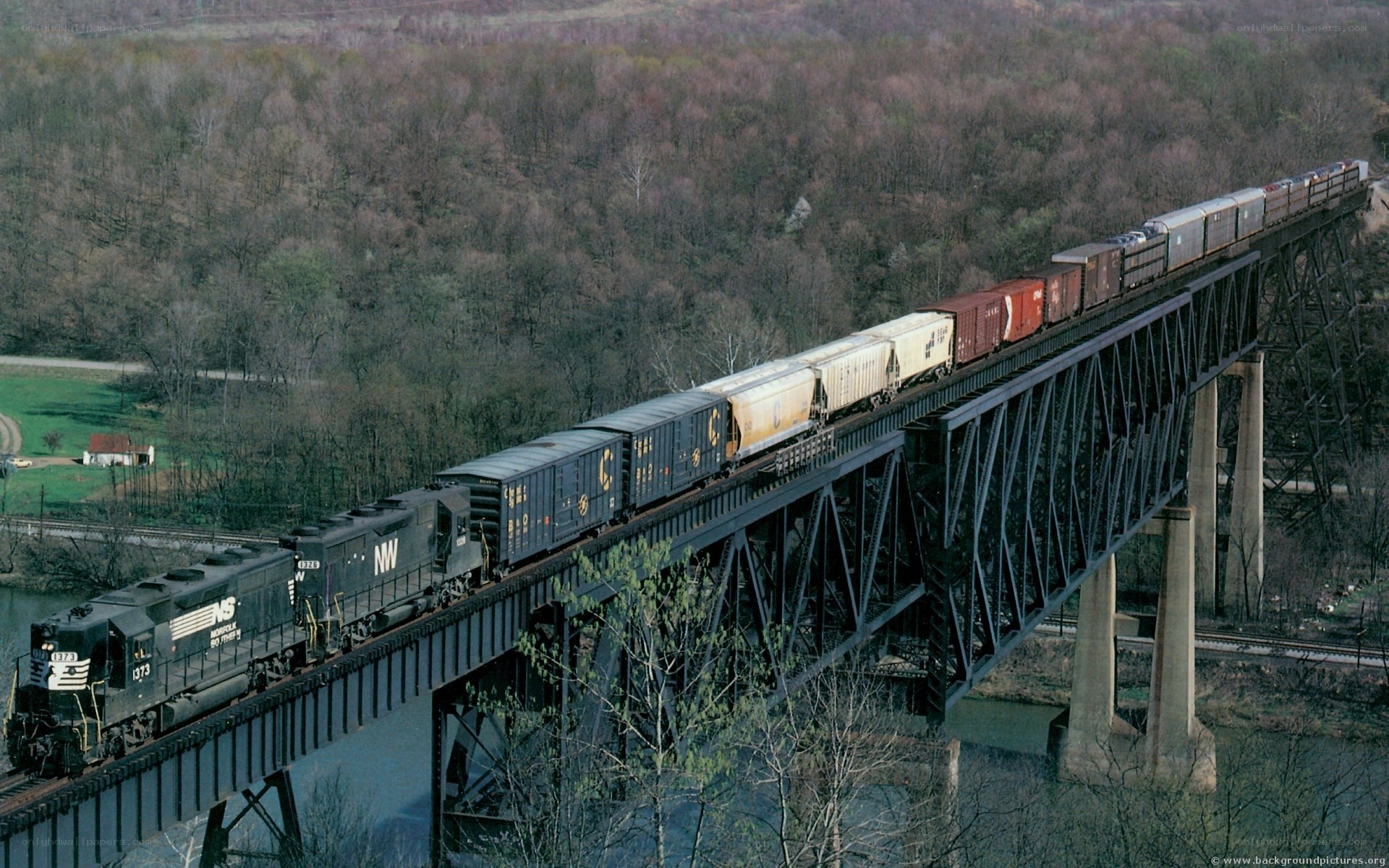 freight train on a bridge