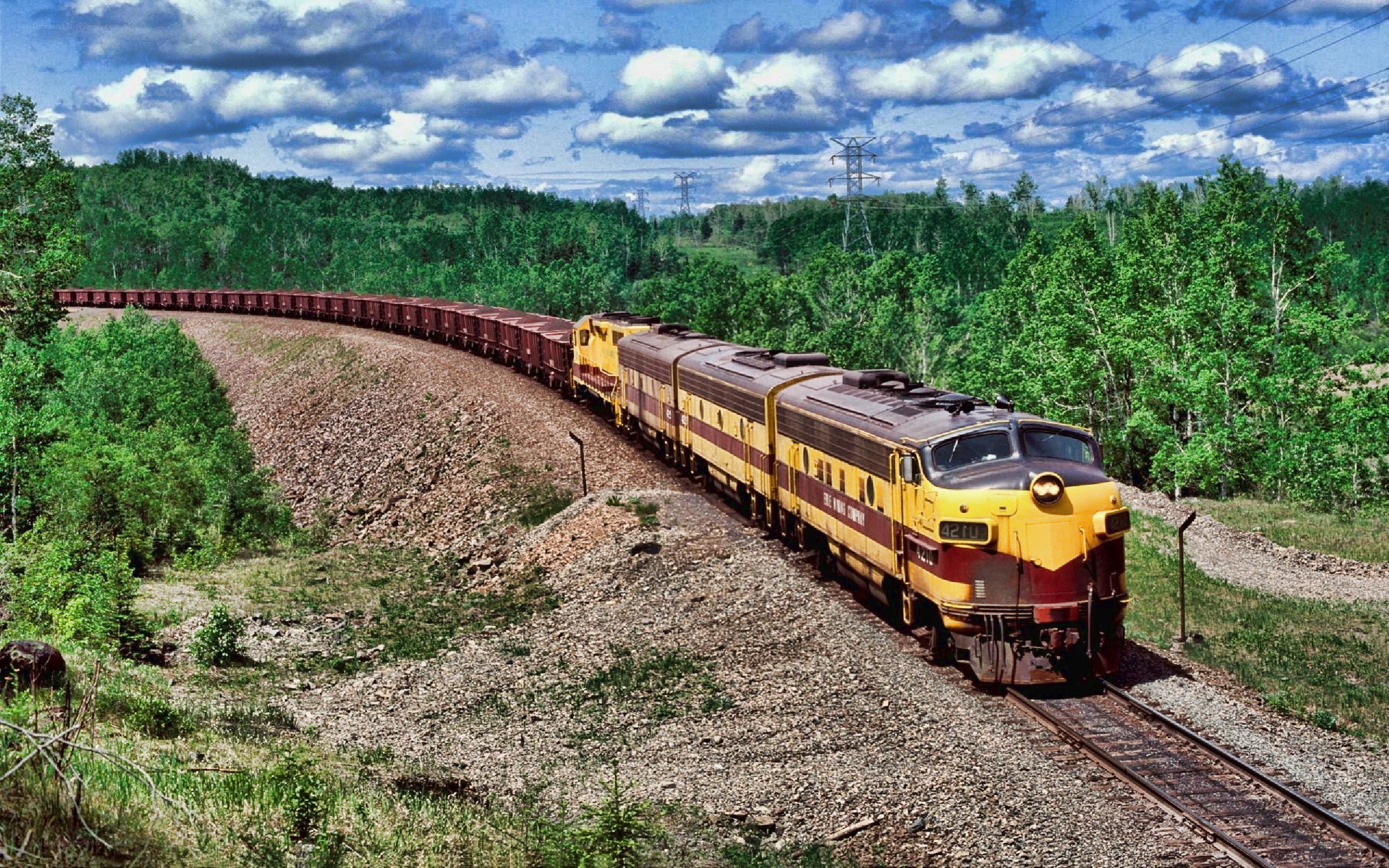 Freight train on a curved track