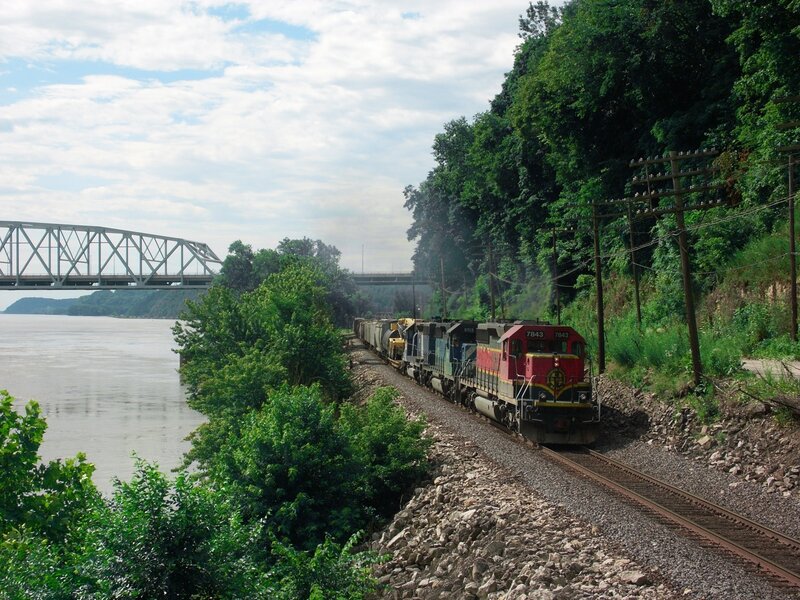 Freight Train on Tracks — Green