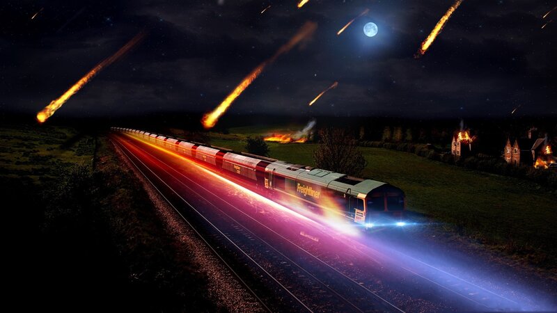 Freightliner Train at Night — Black, Dramatic