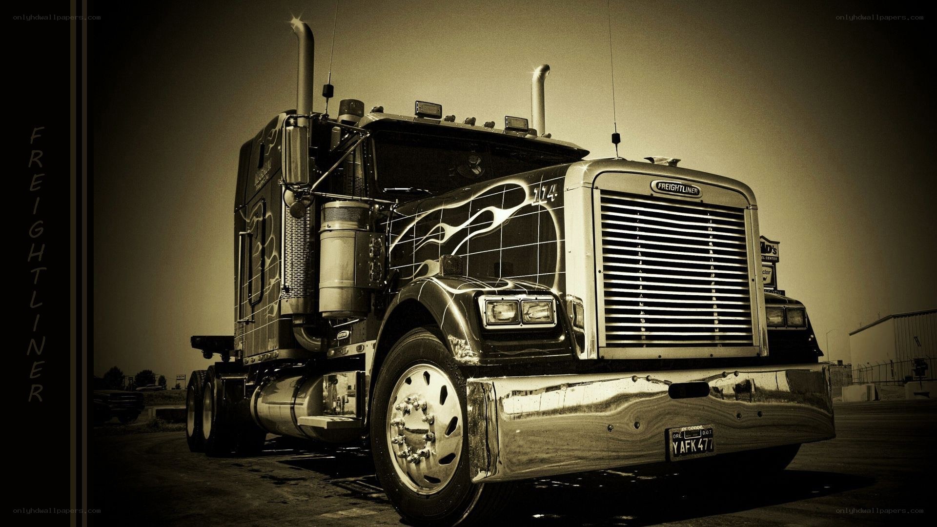 Freightliner truck with custom paint