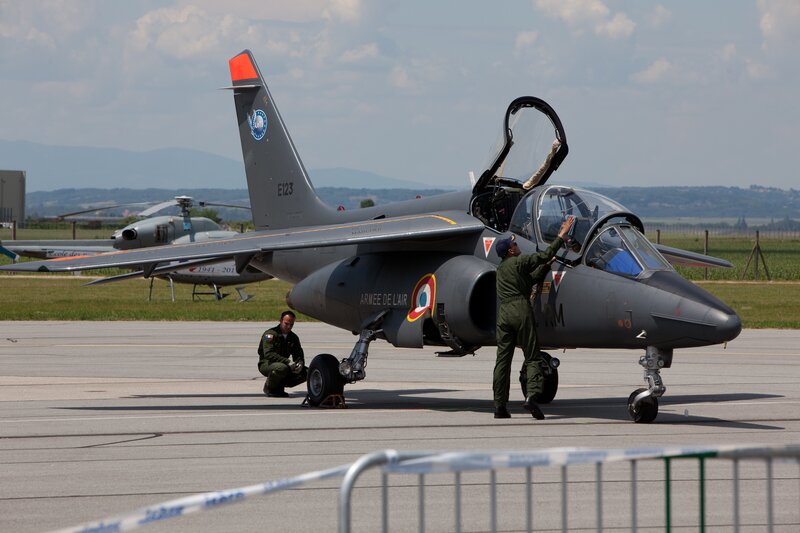 French Air Force jet on tarmac