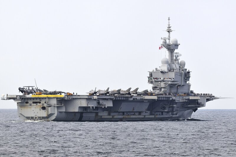 French Aircraft Carrier — Gray, Calm, Photograph